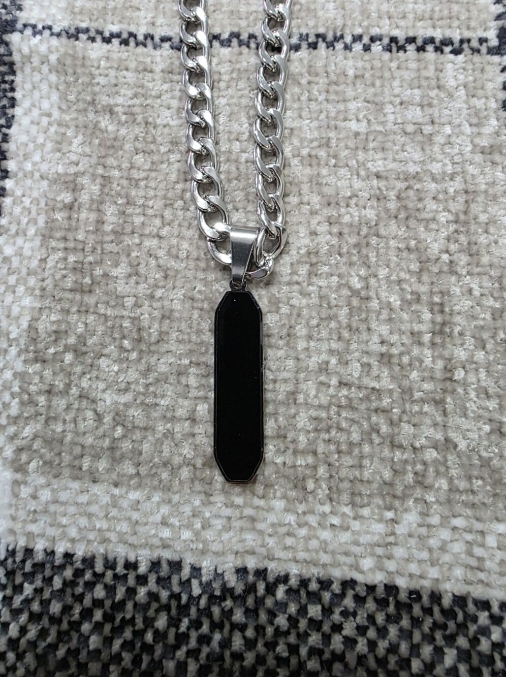 Men's Black ID Dog Tag Chain Necklace - Unbranded